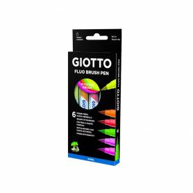 Rotulador giotto turbo soft fluo punta de pincel caja de 6 unidades colores surtidos - F427200