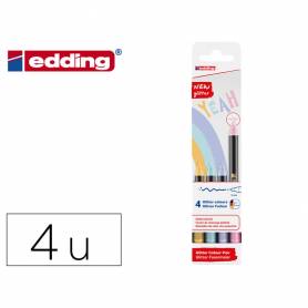 Rotulador edding punta fibra 1200 punta redonda 0,5 mm glitter pastel caja de 4 unidades colores surtidos - 4-1200-4-3