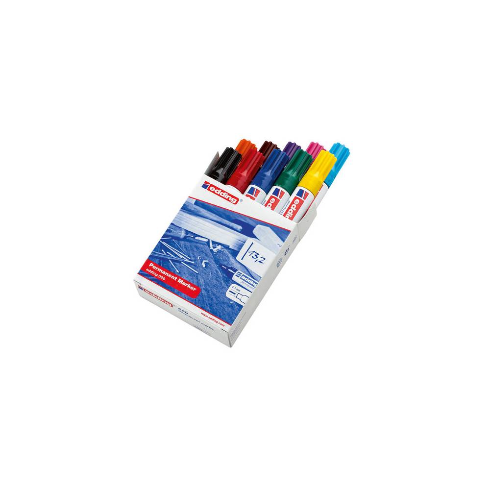 Rotulador edding marcador permanente 500 punta biselada 7 mm caja de 10 unidades colores surtidos - 4-500-999
