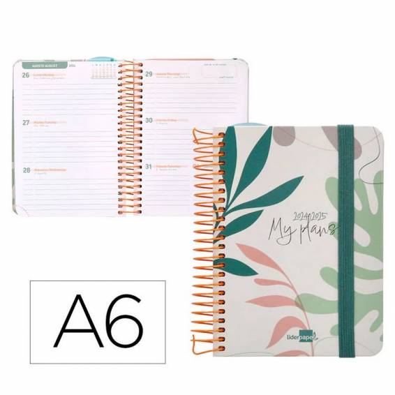 Agenda escolar liderpapel año 24 - 25 curso classic my plans nature semana vista a6 - LP483