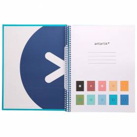 Cuaderno espiral liderpapel a4 micro antartik tapa forrada80h 90 gr horizontal 1 banda 4 taladros color turquesa