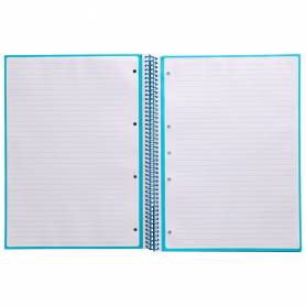 Cuaderno espiral liderpapel a4 micro antartik tapa forrada80h 90 gr horizontal 1 banda 4 taladros color turquesa