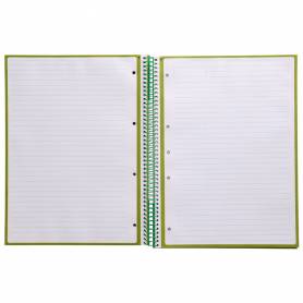 Cuaderno espiral liderpapel a4 micro antartik tapa forrada80h 90 gr horizontal 1 banda 4 taladros color verde