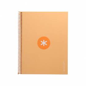 Cuaderno espiral liderpapel a4 micro antartik tapa forrada 80h 90 gr cuadro 5mm 1 banda 4 taladros color peach