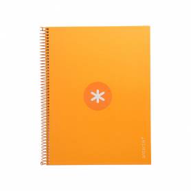 Cuaderno espiral liderpapel a4 micro antartik tapa forrada 80h 90 gr cuadro 5mm 1 banda 4 taladros mostaza