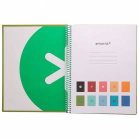 Cuaderno espiral liderpapel a4 micro antartik tapa forrada 80h 90 gr cuadro 5mm 1 banda 4 taladros verde