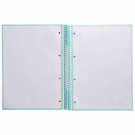 Cuaderno espiral liderpapel a4 micro antartik tapa forrada 80h 90 gr cuadro 5mm 1 banda 4 taladros menta