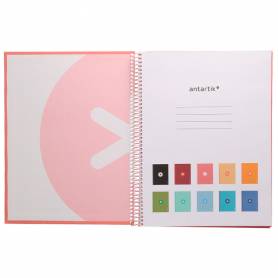 Cuaderno espiral liderpapel a4 micro antartik tapa forrada 80h 90 gr cuadro 5mm 1 banda 4 taladros rosa claro