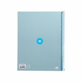 Cuaderno espiral liderpapel a4 micro antartik tapa forrada 80h 90 gr cuadro 5mm 1 banda 4 taladros celeste