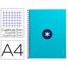 Cuaderno espiral liderpapel a4 micro antartik tapa forrada 80h 90 gr cuadro 5mm 1 banda 4 taladros turquesa