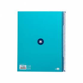 Cuaderno espiral liderpapel a4 micro antartik tapa forrada 80h 90 gr cuadro 5mm 1 banda 4 taladros turquesa