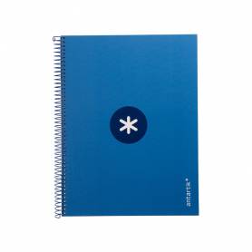 Cuaderno espiral liderpapel a4 micro antartik tapa forrada80h 90 gr horizontal 1 banda 4 taladros color azul oscuro