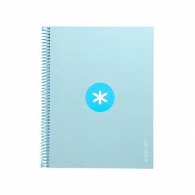 Cuaderno espiral liderpapel a4 micro antartik tapa forrada80h 90 gr horizontal 1 banda 4 taladros color celeste