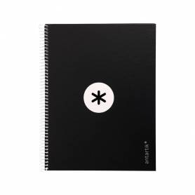 Cuaderno espiral liderpapel a4 micro antartik tapa forrada80h 90 gr horizontal 1 banda 4 taladros color negro