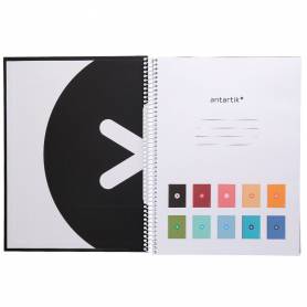 Cuaderno espiral liderpapel a4 micro antartik tapa forrada 80h 90 gr cuadro 5mm 1 banda 4 taladros negro