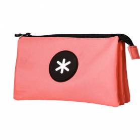 Bolso escolar portatodo antartik triple cremallera color coral 220x30x120 mm