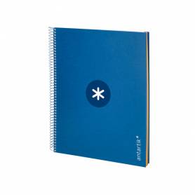 Cuaderno espiral liderpapel a4 micro antartik tapa forrada120h 100 gr cuadro 5mm 5 banda4 taladros color azul marino