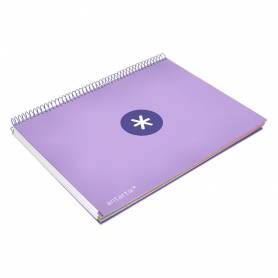 Cuaderno espiral liderpapel a4 micro antartik tapa forrada 120h 100 gr horizontal 5 banda4 taladros color lavanda