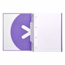 Cuaderno espiral liderpapel a4 micro antartik tapa forrada 120h 100 gr horizontal 5 banda4 taladros color lavanda