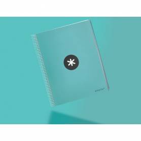 Cuaderno espiral liderpapel a4 micro antartik tapa forrada 120h 100 gr liso 5 bandas 4 taladros color menta