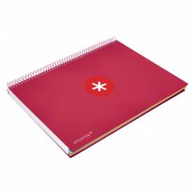 Cuaderno espiral liderpapel a4 micro antartik tapa forrada120h 100 gr cuadro 5mm 5 banda4 taladros color frambuesa