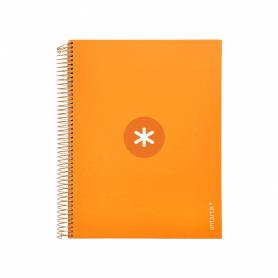 Cuaderno espiral liderpapel a4 micro antartik tapa forrada120h 100 gr cuadro 5mm 5 banda4 taladros color mostaza