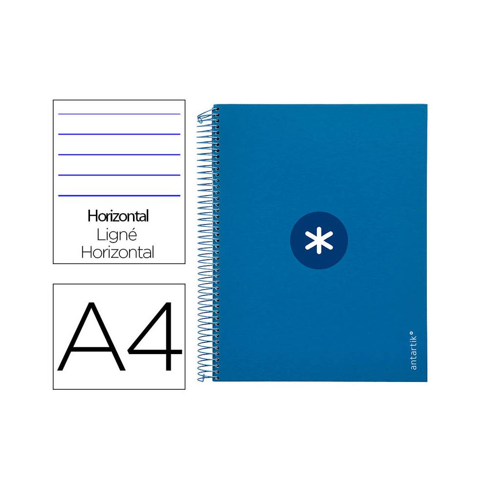 Cuaderno espiral liderpapel a4 micro antartik tapa forrada120h 100 gr horizontal 5 banda4 taladros color azul oscuro