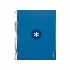 Cuaderno espiral liderpapel a4 micro antartik tapa forrada120h 100 gr horizontal 5 banda4 taladros color azul oscuro