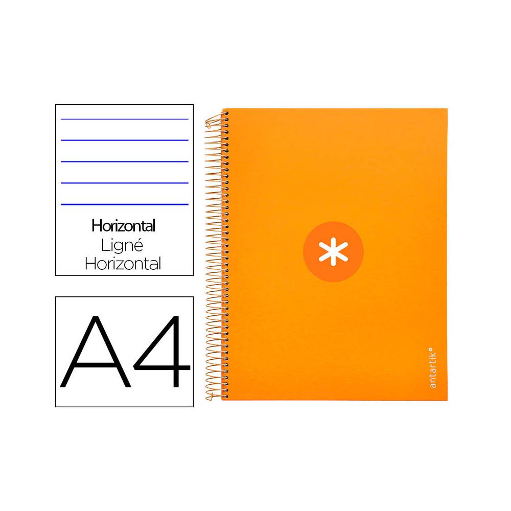 Cuaderno espiral liderpapel a4 micro antartik tapa forrada120h 100 gr horizontal 5 banda4 taladros color mostaza