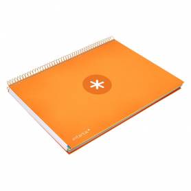 Cuaderno espiral liderpapel a4 micro antartik tapa forrada120h 100 gr horizontal 5 banda4 taladros color mostaza