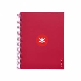 Cuaderno espiral liderpapel a4 micro antartik tapa forrada120h 100 gr horizontal 5 banda4 taladros color frambuesa