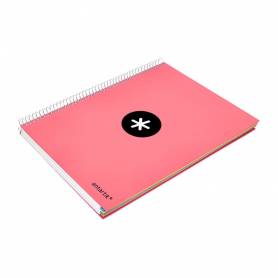 Cuaderno espiral liderpapel a4 micro antartik tapa forrada 120h 100 gr horizontal 5 banda4 taladors color coral