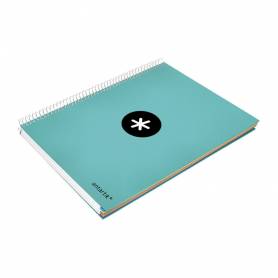 Cuaderno espiral liderpapel a4 micro antartik tapa forrada 120h 100 gr horizontal 5 banda4 taladores color menta