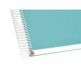 Cuaderno espiral liderpapel a4 micro antartik tapa forrada 120h 100 gr horizontal 5 banda4 taladores color menta