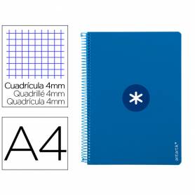 Cuaderno espiral liderpapel a4 antartik tapa dura 80h 90gr cuadro 4mm con margen color azul oscuro