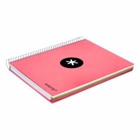 Cuaderno espiral liderpapel a5 micro antartik tapa forrada120h 100 gr horizontal 5 banda6 taladros color coral