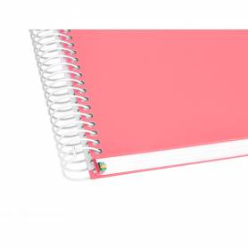 Cuaderno espiral liderpapel a5 micro antartik tapa forrada120h 100 gr horizontal 5 banda6 taladros color coral