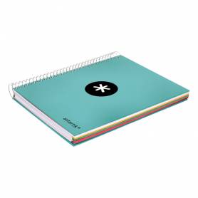 Cuaderno espiral liderpapel a5 micro antartik tapa forrada120h 100 gr horizontal 5 banda6 taladros color menta