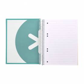 Cuaderno espiral liderpapel a5 micro antartik tapa forrada120h 100 gr horizontal 5 banda6 taladros color menta