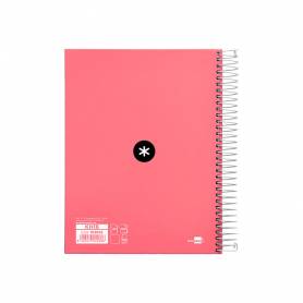 Cuaderno espiral liderpapel a5 micro antartik tapa forrada120h 90 gr liso 5 bandas 6 taladros color coral