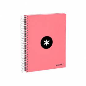 Cuaderno espiral liderpapel a5 micro antartik tapa forrada120h 90 gr liso 5 bandas 6 taladros color coral