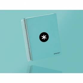 Cuaderno espiral liderpapel a5 micro antartik tapa forrada120h 90 gr liso 5 bandas 6 taladros color menta