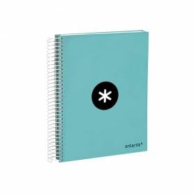 Cuaderno espiral liderpapel a5 micro antartik tapa forrada120h 90 gr liso 5 bandas 6 taladros color menta