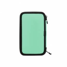 Plumier escolar antartik doble cremallera color menta 28 piezas