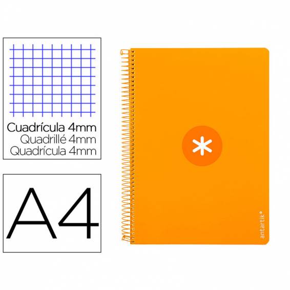 Cuaderno espiral liderpapel a4 antartik tapa dura 80h 90gr cuadro 4mm con margen color mostaza