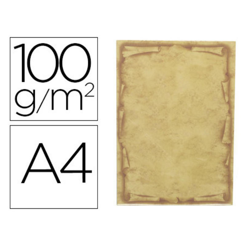 Papel pergamino liderpapel din a4 orla papiro 100 g/m2 paquete de 12 hojas