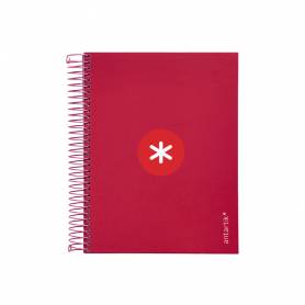 Cuaderno espiral liderpapel a5 micro antartik tapa forrada120h 90 gr cuadro 5mm 5 bandas6 taladros color frambuesa