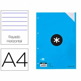 Recambio liderpapel a4 100 hojas 100g/m2 rayado horizontal 4 taladros bandas de 5 colores antartik