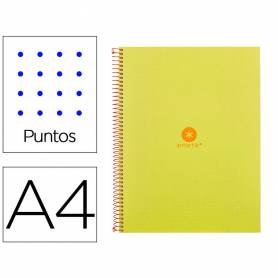 Cuaderno espiral liderpapel a4 micro antartik tapa forrada80h 90 gr rayado puntos 1 banda 4 taladros amarillo