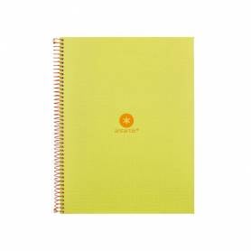 Cuaderno espiral liderpapel a4 micro antartik tapa forrada80h 90 gr rayado puntos 1 banda 4 taladros amarillo